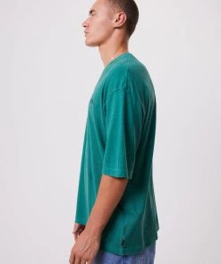 Afends Mens Actual Pain - Hemp Oversized Graphic T-Shirt - Emerald