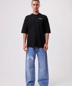 Clothing Afends Mens Actual Pain - Hemp Oversized Graphic T-Shirt - Black