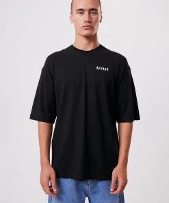 Clothing Afends Mens Actual Pain - Hemp Oversized Graphic T-Shirt - Black