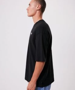 Clothing Afends Mens Actual Pain - Hemp Oversized Graphic T-Shirt - Black