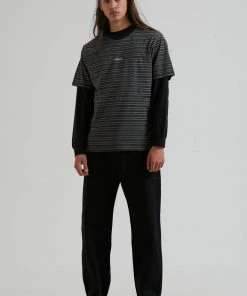 Clothing Afends Mens Ender - Recycled Striped T-Shirt - Beechwood