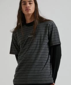 Clothing Afends Mens Ender - Recycled Striped T-Shirt - Beechwood
