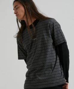 Clothing Afends Mens Ender - Recycled Striped T-Shirt - Beechwood