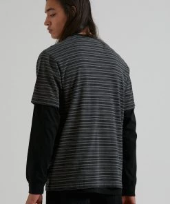 Clothing Afends Mens Ender - Recycled Striped T-Shirt - Beechwood