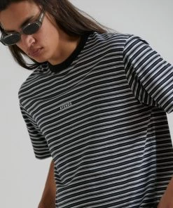 Clothing Afends Mens Ender - Recycled Striped T-Shirt - White