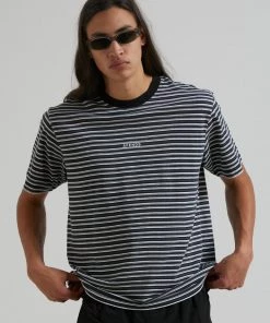 Clothing Afends Mens Ender - Recycled Striped T-Shirt - White