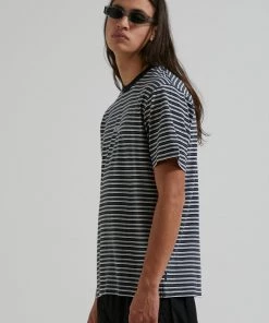 Clothing Afends Mens Ender - Recycled Striped T-Shirt - White