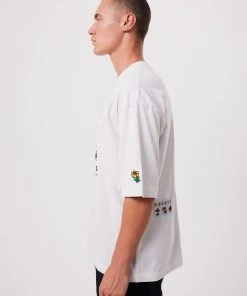 Clothing Afends Mens Tattooing - Recycled Oversized Graphic T-Shirt - Off White