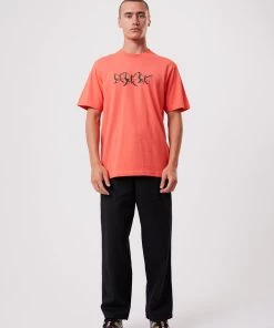 Afends Mens Mushy - Recycled Retro Graphic T-Shirt - Coral Clothing