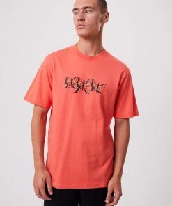 Afends Mens Mushy - Recycled Retro Graphic T-Shirt - Coral Clothing