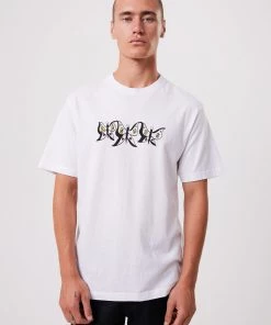 Afends Mens Mushy - Recycled Retro Graphic T-Shirt - White Clothing