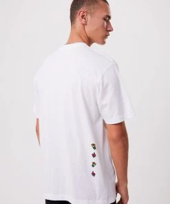 Afends Mens Mushy - Recycled Retro Graphic T-Shirt - White Clothing