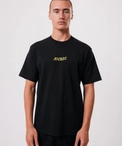 Afends Mens Shroom - Recycled Retro T-Shirt - Black Clothing