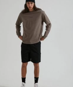Afends Mens Credits - Recycled Long Sleeve T-Shirt - Beechwood