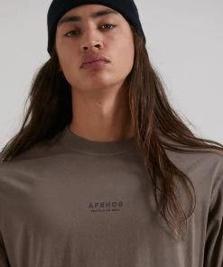 Afends Mens Credits - Recycled Long Sleeve T-Shirt - Beechwood