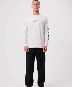 Afends Mens Mushy - Recycled Long Sleeve Graphic T-Shirt - Off White