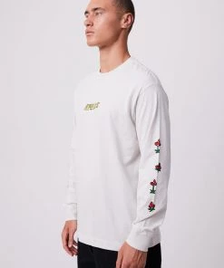 Afends Mens Mushy - Recycled Long Sleeve Graphic T-Shirt - Off White