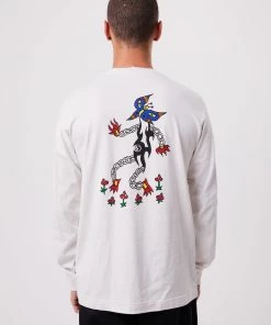Afends Mens Mushy - Recycled Long Sleeve Graphic T-Shirt - Off White