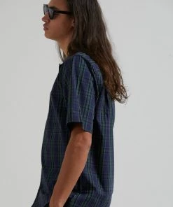 Afends Mens Doomsday - Organic Cuban Short Sleeve Shirt - Midnight Clothing