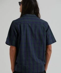 Afends Mens Doomsday - Organic Cuban Short Sleeve Shirt - Midnight Clothing