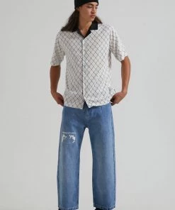 Afends Mens Wired - Hemp Cuban Short Sleeve Shirt - White