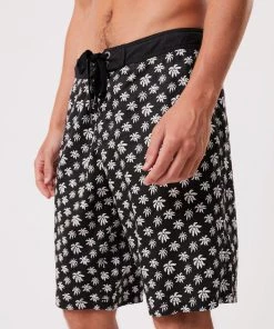 Afends Mens Pascale - Hemp Fixed Waist Boardshorts - Black Clothing