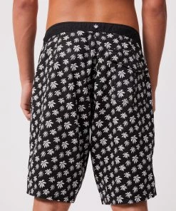 Afends Mens Pascale - Hemp Fixed Waist Boardshorts - Black Clothing