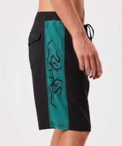 Afends Mens Walker - Hemp Fixed Waist Boardshorts - Black