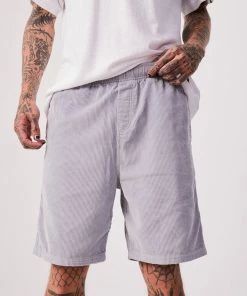 Afends Mens Louie - Organic Corduroy Shorts - Grey