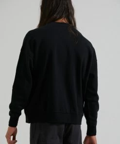 Clothing Afends Mens Credits - Recycled Crew Neck Jumper - Black