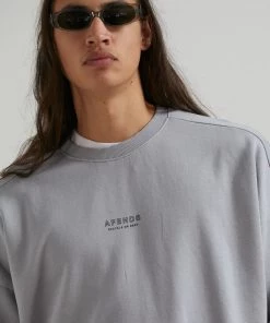 Clothing Afends Mens Credits - Recycled Crew Neck Jumper - Grey