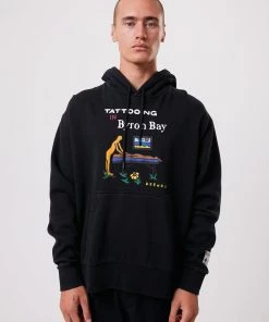Afends Mens Tattooing - Recycled Hoodie - Faded Black