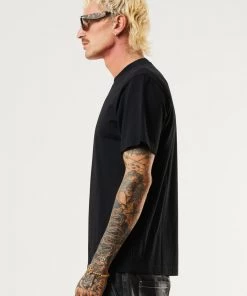 Afends Mens Machine - Recycled Retro T-Shirt - Black Clothing
