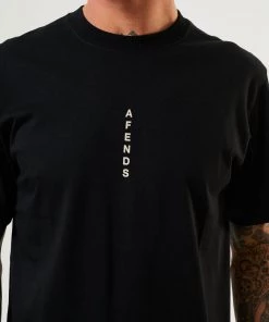 Afends Mens Machine - Recycled Retro T-Shirt - Black Clothing