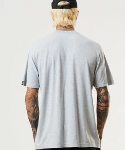 Clothing Afends Mens Overlay - Hemp Retro T-Shirt - Shadow Grey Marle