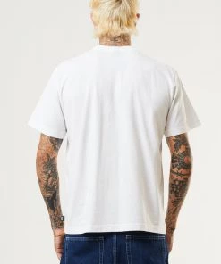 Clothing Afends Mens Machine - Recycled Retro T-Shirt - White