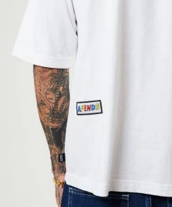 Afends Mens Naughty - Recycled Oversized Graphic T-Shirt - White