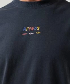 Clothing Afends Mens Wahzoo - Recycled Retro T-Shirt - Charcoal