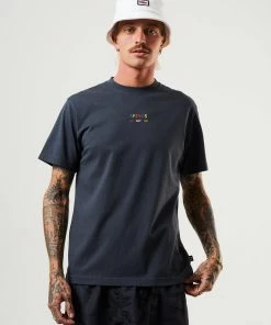 Clothing Afends Mens Wahzoo - Recycled Retro T-Shirt - Charcoal