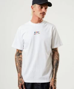 Clothing Afends Mens Wahzoo - Recycled Retro T-Shirt - White