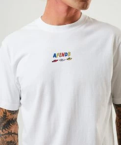 Clothing Afends Mens Wahzoo - Recycled Retro T-Shirt - White