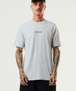 Clothing Afends Mens Overlay - Hemp Retro T-Shirt - Shadow Grey Marle