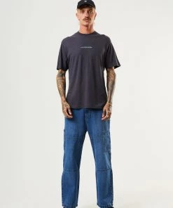 Afends Mens Overlay - Hemp Retro T-Shirt - Charcoal Clothing