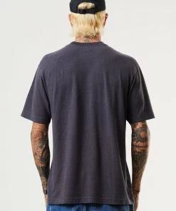 Afends Mens Overlay - Hemp Retro T-Shirt - Charcoal Clothing