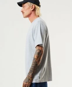 Afends Mens House Arrest - Hemp Retro T-Shirt - Shadow Grey Marle Clothing