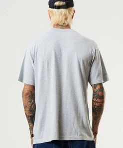 Afends Mens House Arrest - Hemp Retro T-Shirt - Shadow Grey Marle Clothing