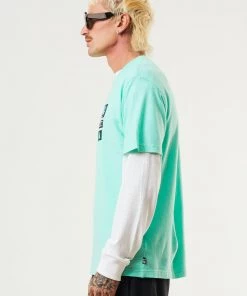 Afends Mens Construct - Hemp Retro Graphic T-Shirt - Mint
