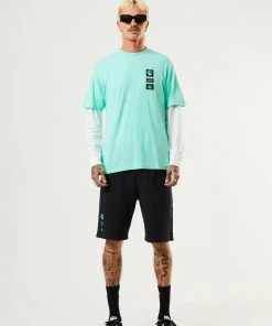 Afends Mens Construct - Hemp Retro Graphic T-Shirt - Mint