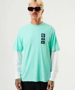 Afends Mens Construct - Hemp Retro Graphic T-Shirt - Mint