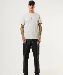 Afends Mens System - Recycled Striped Retro T-Shirt - Bone Clothing